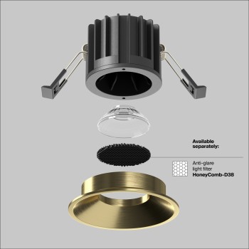 Spot LED încastrat Round alamă Maytoni, D8, 12W
