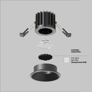 Spot LED încastrat Round negru Maytoni, D6, 7W