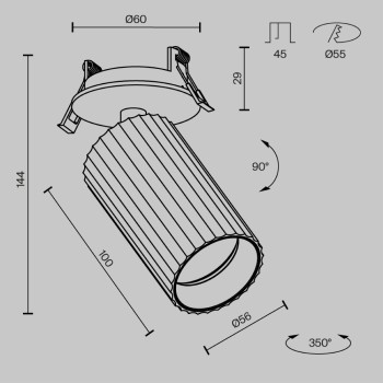 Spot LED încastrat Calipso alb Maytoni, D6, 10W