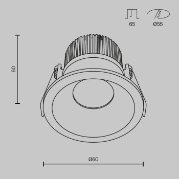 Spot LED încastrat Zoom negru Maytoni, D6, 6W, 3000K, black