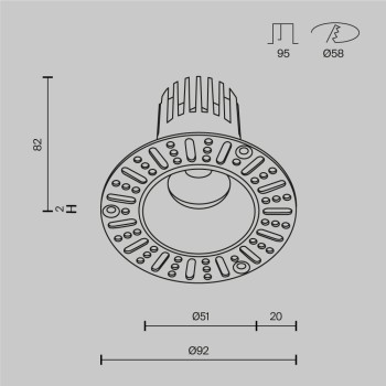 Spot LED încastrat Dip negru Maytoni, D9, 10W, 3000K