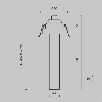 Spot LED încastrat Focus T negru Maytoni, D3, 7W, H22