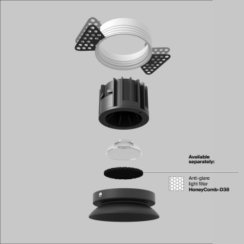 Spot LED încastrat Round negru Maytoni, D7, 12W