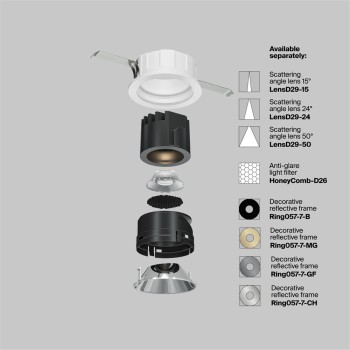 Spot LED încastrat Wise alb Maytoni, D6, 7W