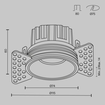 Spot LED încastrat Round alamă Maytoni, D7, 12W