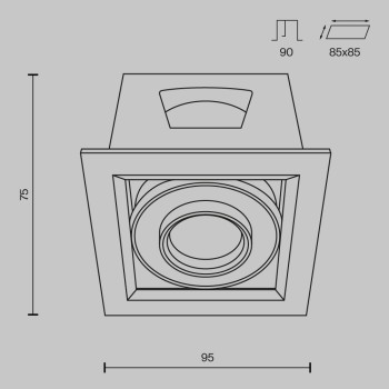 Spot LED încastrat Metal Modern negru Maytoni, 10W, H8