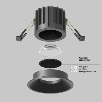 Spot LED încastrat Round negru Maytoni, D8, 12W