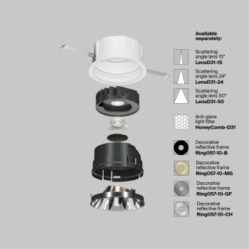 Spot LED încastrat Wise alb Maytoni, D8, 10W