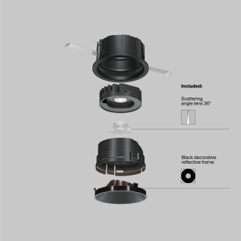 Spot LED încastrat Wise negru Maytoni, D8, 10W