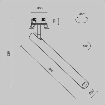 Spot LED încastrat Focus T negru Maytoni, D3, 6W, H33