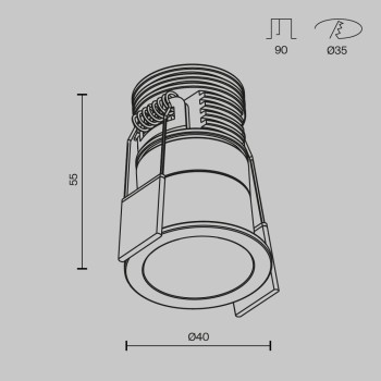 Spot LED încastrat Minor black and white Maytoni, D4, 5W