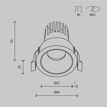 Spot LED încastrat Dip negru Maytoni, D7, 10W, 3000K