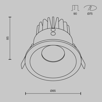 Spot LED încastrat Zoom alb Maytoni, D8, 12W, 4000K, white