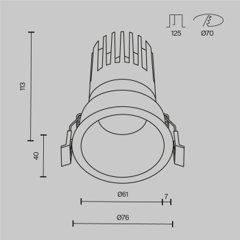 Spot LED încastrat Dip alb Maytoni, D8, 15W, 3000K