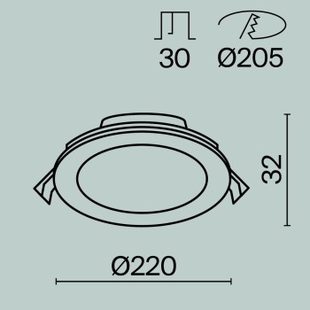 Spot LED încastrat Stockton alb Maytoni, D22, 18W