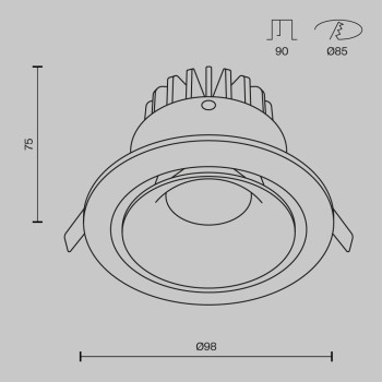 Spot LED încastrat Yin alb Maytoni, D10, 12W, 3000K