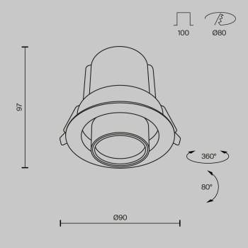 Spot LED încastrat Hidden alb Maytoni, D9, 10W