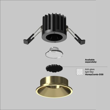 Spot LED încastrat Round alamă Maytoni, D6, 7W