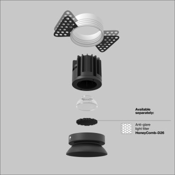 Spot LED încastrat Round negru Maytoni, D5, 7W