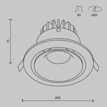 Spot LED încastrat Yin alb Maytoni, D10, 12W, 4000K