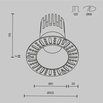 Spot LED încastrat Dip alb Maytoni, D10, 15W, 3000K