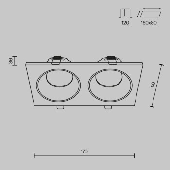 Spot LED încastrat Zoom alb Maytoni, 10W