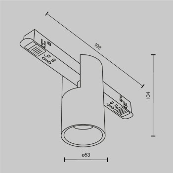 Spot magnetic pe șină Alfa negru Maytoni, 7W, L19