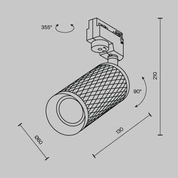 Spot pe șină Focus Design negru Maytoni, 10W