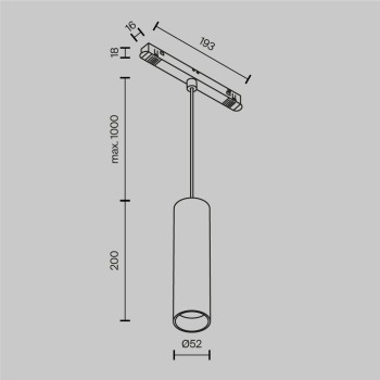 Pendul pe șină Focus LED alb Maytoni, 12W, 3000K
