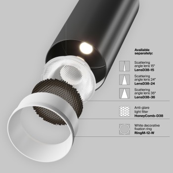 Spot pe șină Focus LED negru Maytoni, 12W, 4000K, dimabil