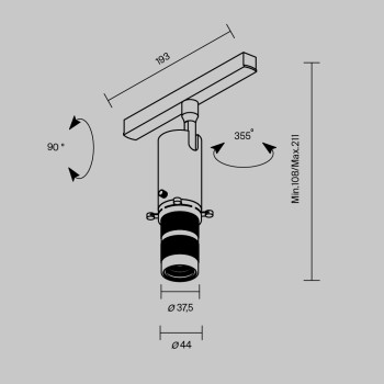 Spot magnetic pe șină Gala negru Maytoni, 10W, L19