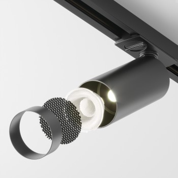 Spot pe șină Focus LED negru Maytoni, 12W, 3000K, dimabil