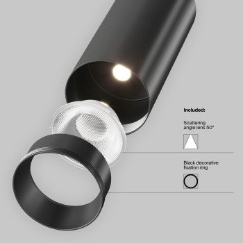 Spot pe șină Focus LED negru Maytoni, 12W, 3000K, dimabil