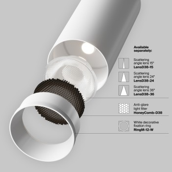 Spot pe șină Focus LED alb Maytoni, 12W, 3000K