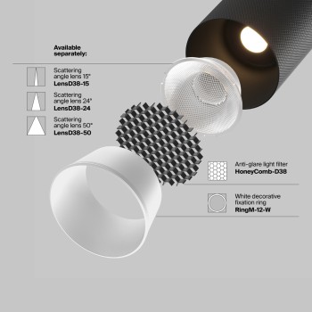 Spot magnetic pe șină Artisan negru Maytoni, 12W, 3000K, H19