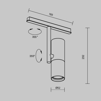 Spot magnetic pe șină Elti negru Maytoni, 12W, L19, l5