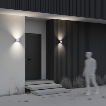 Aplică arhitecturală exterior alb Maytoni, IP54, 3000K, L12, H10