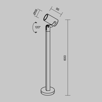 Stâlp iluminat grădină exterior Scope negru Maytoni, H60, IP65