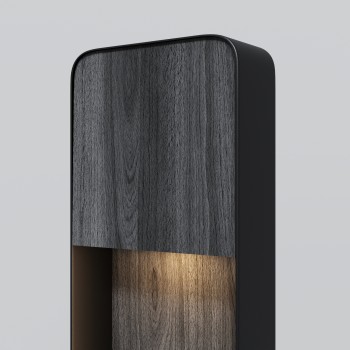 Stâlp iluminat grădină exterior Porte black wood Maytoni, H68, IP54