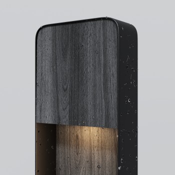 Stâlp iluminat grădină exterior Porte black wood Maytoni, H68, IP54