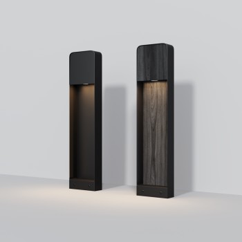 Stâlp iluminat grădină exterior Porte black wood Maytoni, H68, IP54