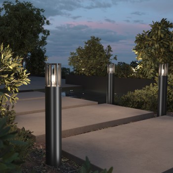 Stâlp iluminat grădină exterior Barrel grafit Maytoni, H75, IP54