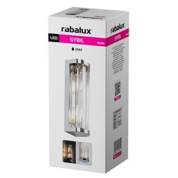 Aplica baie IP44 Sybil crom Rabalux 75035, 2xG9