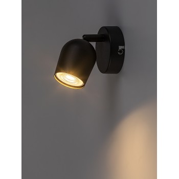 Aplica de perete Lianet negru mat Rabalux 73101, 1xGU10