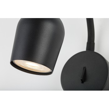 Aplica de perete Lianet negru mat Rabalux 73113, 1xGU10