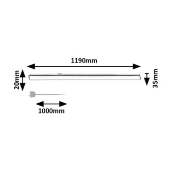 Aplica LED bucatarie Bareg negru Rabalux 78015, 119 cm, 16W