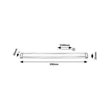 Aplica LED bucatarie cu senzor Lendva argintiu Rabalux 78036, 30 cm, 3W