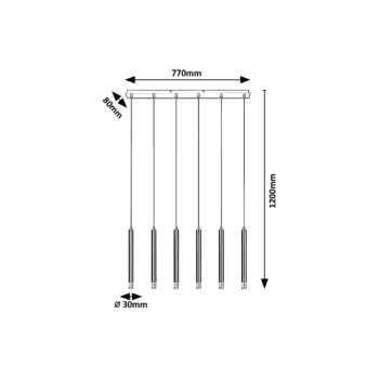 Pendul Ramira negru Rabalux 72362, 6xG9