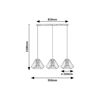 Pendul Emerencia negru Rabalux 72371, 3xE27