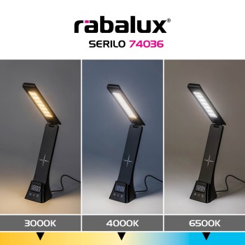Lampa de birou LED Serilo negru Rabalux 74036, 6W